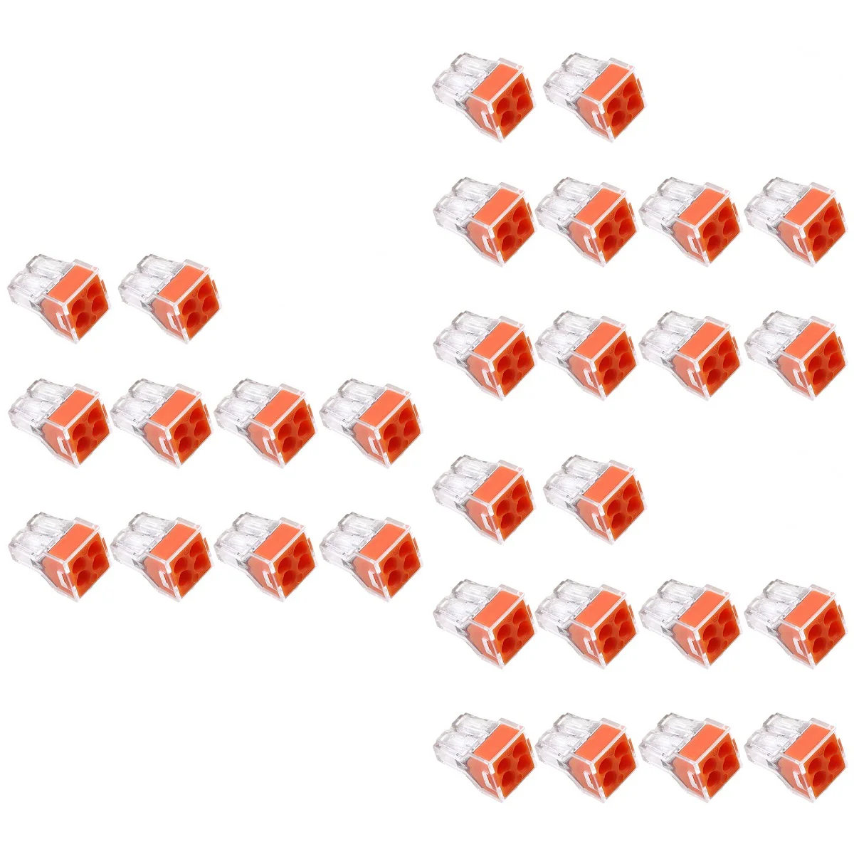 

30 pcs 400V 24A 075-25mm 4 Way Terminal Block Push Wire Connector (Orange)
