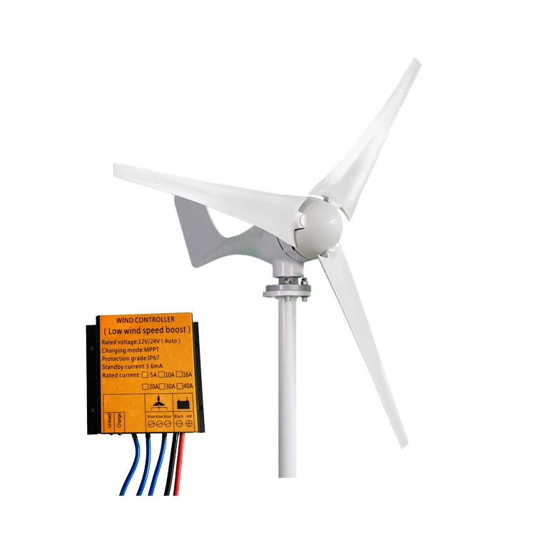 

Horizontal Axis Wind Power Generation 800W Alternative Energy Generator 12V/24V Off-grid Wind Turbine With MPPT Controller