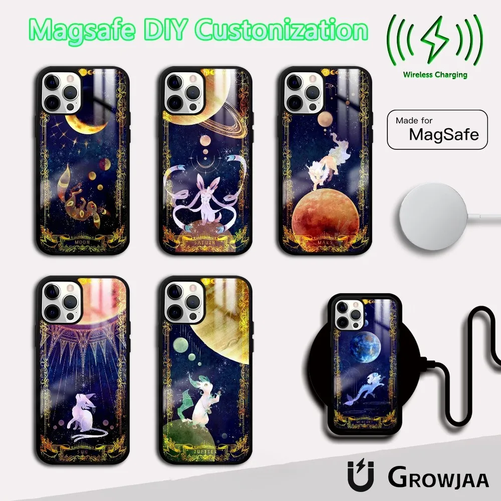 Милый мультяшный чехол Eevee Jolteon для iPhone 16 15 14 13 12 11 Pro Max Plus Mini Magsafe зеркальный