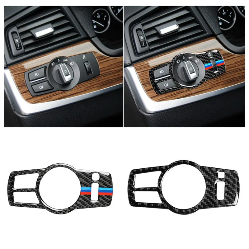 

1Pc Carbon Fiber Car Interior Headlight Switch Cover Trim Sticker Decoration M Accessories for BMW F10 F07 F01 X3 F25 X4 F26