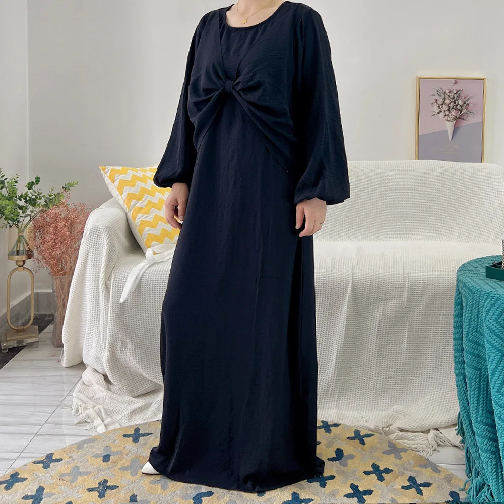 2022 Soft Tunic Dress Dubai Abaya Muslim Maxi Dresses for Women Middle East Robe Femme Musulmane Vestidos Largos Modest Dress