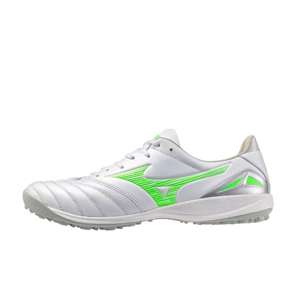 Фото Футбольные бутсы Mizuno Morelia Neo 4 PRO AS для мужчин, бело-зеленые – нескользящая подошва, прочная конструкция и стильный комфорт P1GD253537 №2