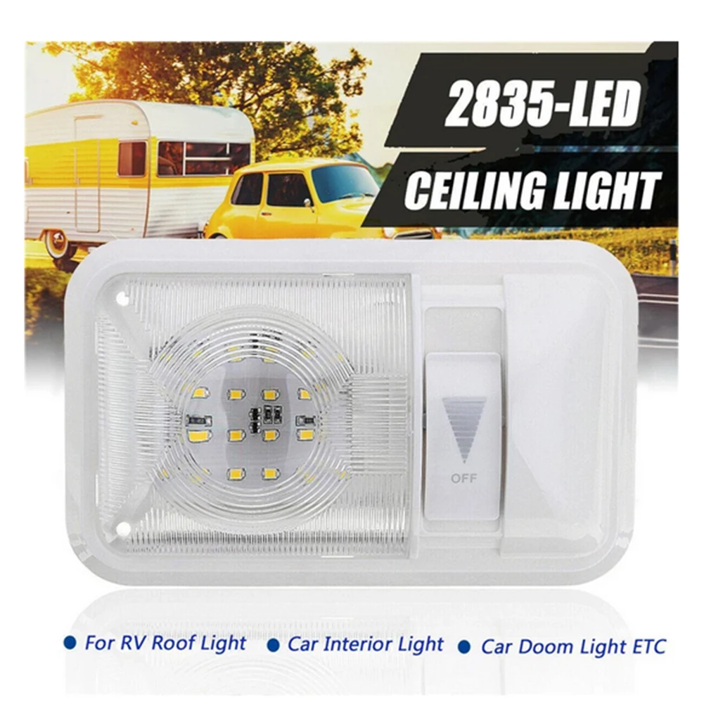 

RV Interior LED Ceiling Light Boat Camper Trailer Single Dome 12V 4000-4500K RV Roof Natural White Light with Switch