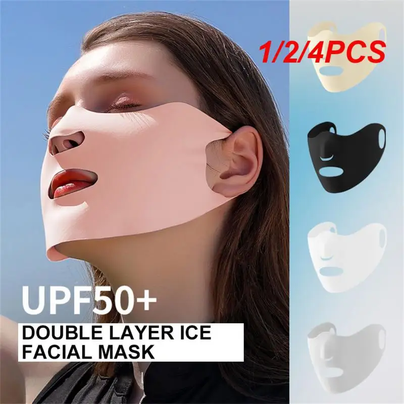 

1/2/4PCS Women Men Sunscreen Mask Outdoor Sports Cycling Breathable Washable Reusable Double Layer Ice Silk Mask Righing Hunting