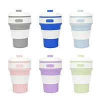 folding cups 350ml bpa free food grade water cup travel silicone retractable coloured portable outdoor protable coffee handcup