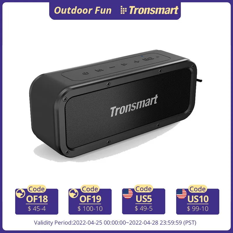 

Tronsmart Force Bluetooth Speaker Bluetooth 5.0 Portable Speaker IPX7 Waterproof 40W Speakers 15H Playtime with Voice Assistant