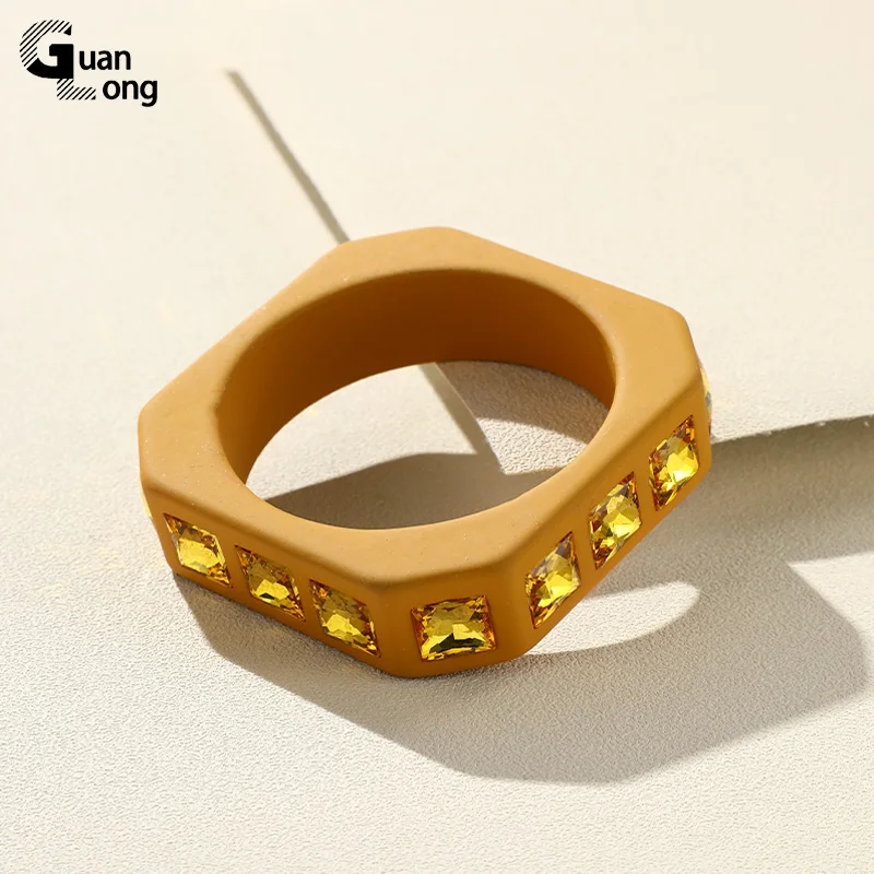 

GuanLong New Vintage Colorful Resin Crystal Bangle for Women Korean Geometric Square Cuff Bangles Bracelets Charm Trendy Jewelry