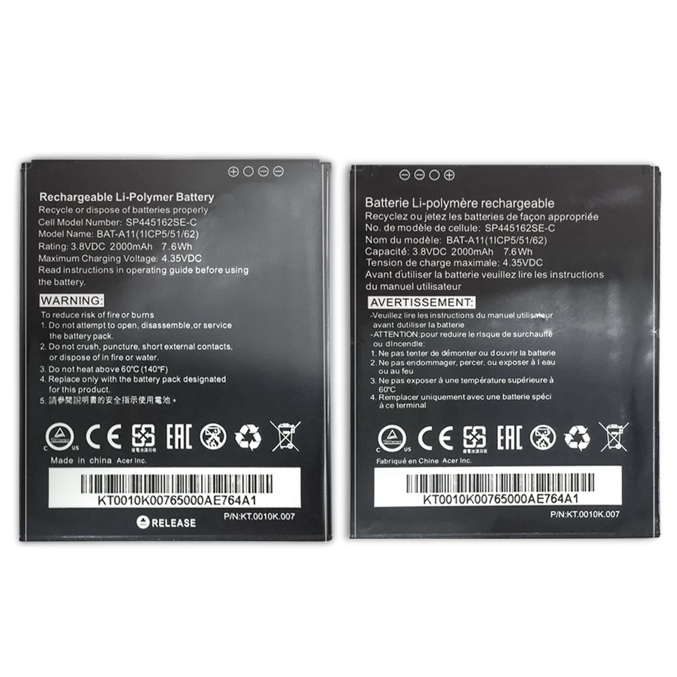 BAT-A11 Сменный аккумулятор для Acer Liquid Z410 Z330 T01 мобильного телефона 2000 мАч номер