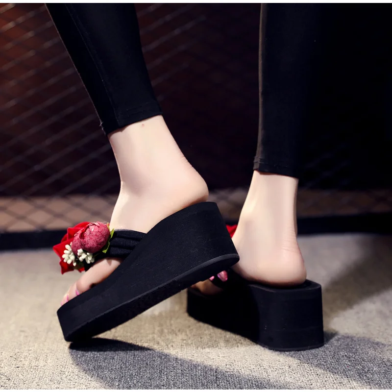 Slippers Women Ladies Summer Flip Flops Open Toe Flowers Bohemian S for Women Sandals Beach Slides Sandals Women Large Size