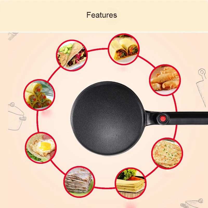 Electric Crepe Maker Breakfast Pizza Machine Pancake Baking Pan Cake Non-stick Griddle Chinese Spring Roll Cooking Tools EU |