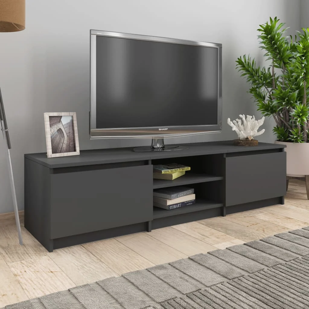 

TV Media Console Television Entertainment Stands Cabinet Gray 55.1"x15.7"x14" Chipboard