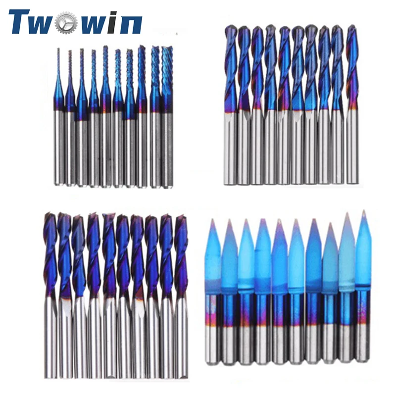 

Концевые фрезы 3,175 мм с синим покрытием, 10 шт.