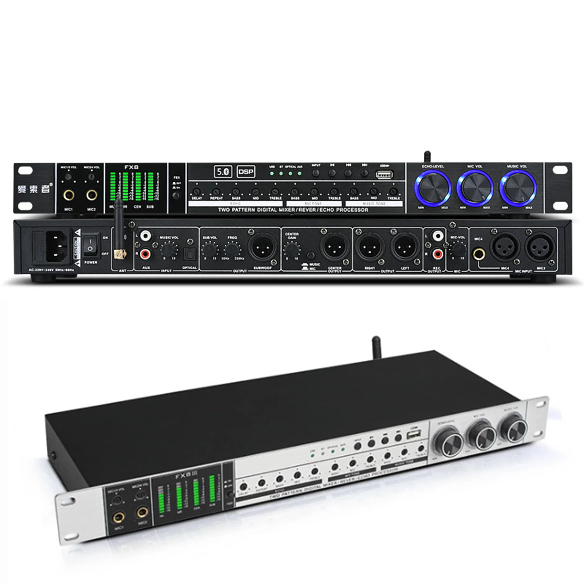 Профессиональный цифровой напольный эквалайзер KTV с поддержкой Bluetooth для караоке