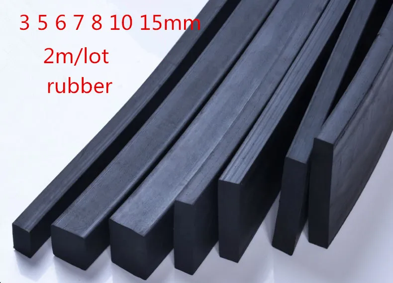 

2 m/lot square rubber seal for doors and windows anti-collision sound insulation black rubber sealing strip thick 3 5 6 7 8 10mm