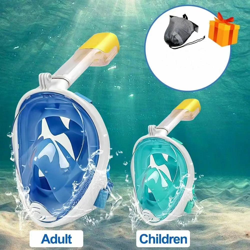 

Full-Face Snorkel Mask With Upgraded Breathing System With Camera Stand 180° Panoramic View Leak-Proof Anti-Fog Diving Equipment