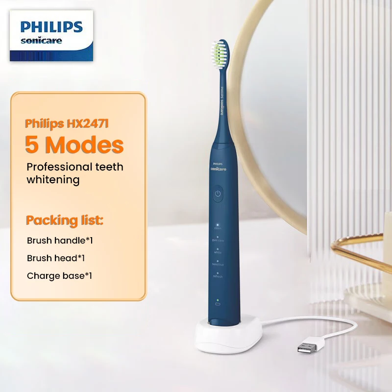 

Philips Sonicare HX2471 Sonic Electric Toothbrush Adult's USB Rechargeable Toothbrush Whitening Cleansing Brush 2 Min Timer