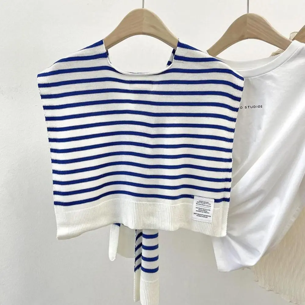 Вязаная Шаль в полоску Корейском стиле карамельных цветов шарф для шеи