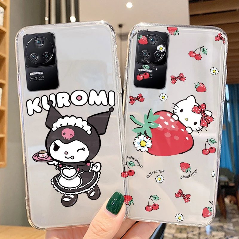 Милый чехол Kuromi Hello Kitty для Poco F4 PocoF4 F 4 мультяшный мягкий прозрачный телефона Xiaomi