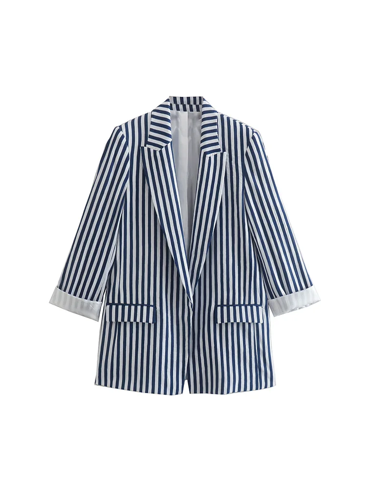 

Элегантный Модный отложной воротник в полоску