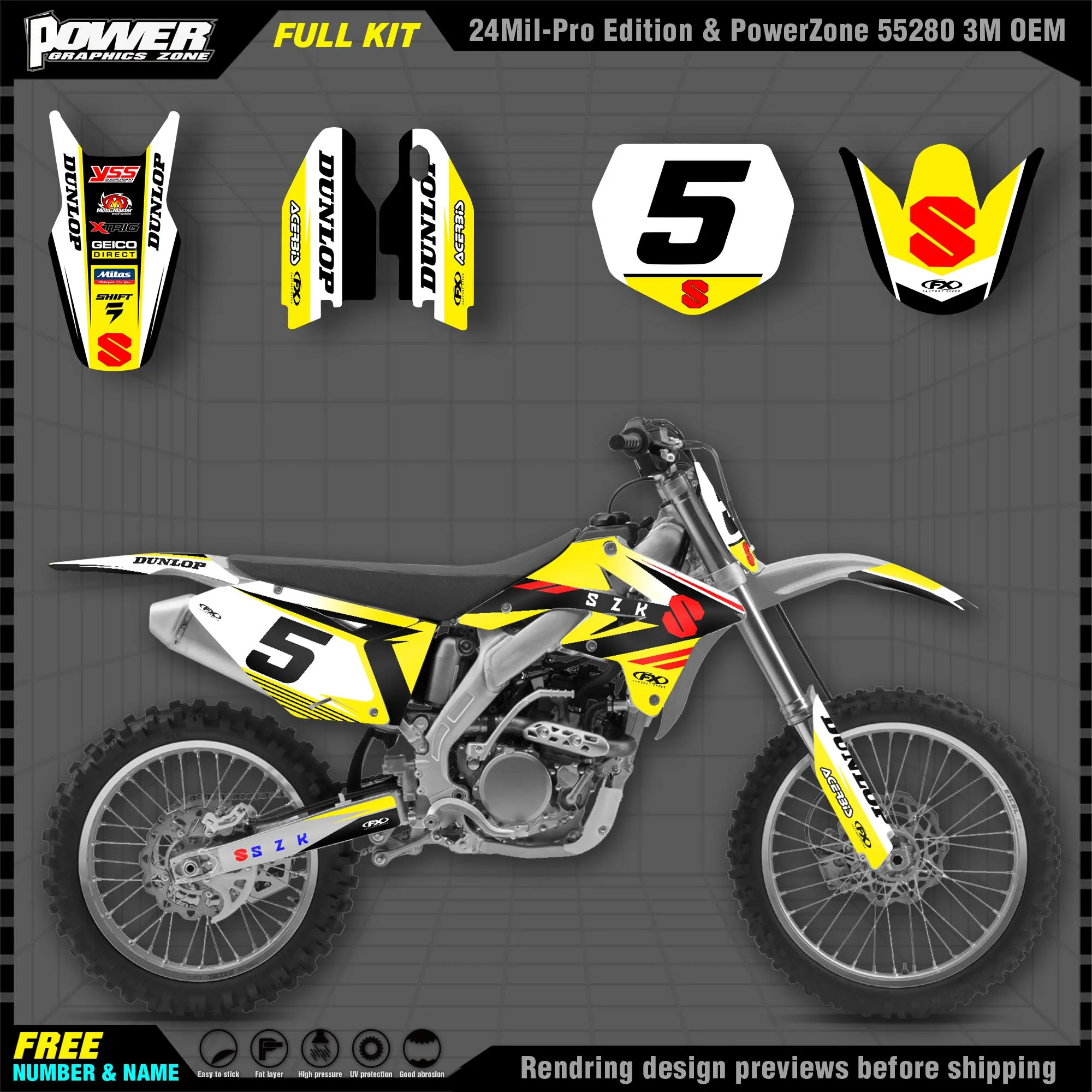 

PowerZone Custom Team Graphics Decals Stickers Kit For SUZUKI Decal 2007 2008 2009 RMZ 250 005