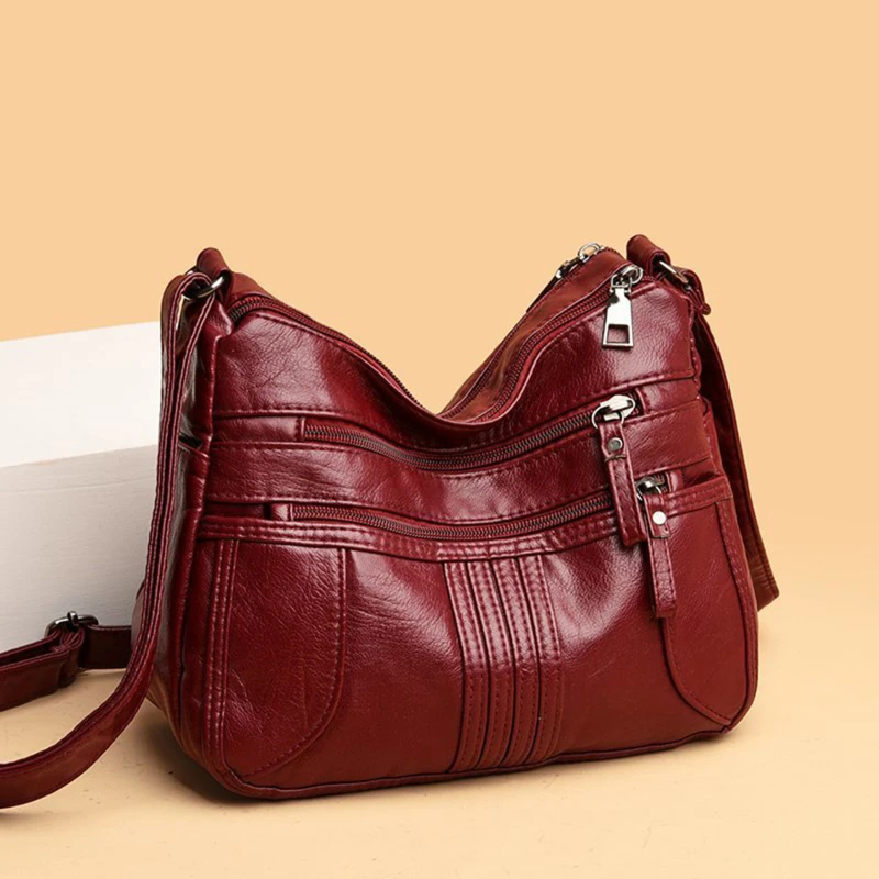 

Вместительные женские мягкие кожаные сумки через плечо, многослойная классическая сумка через плечо, роскошная дизайнерская сумка и кошел...