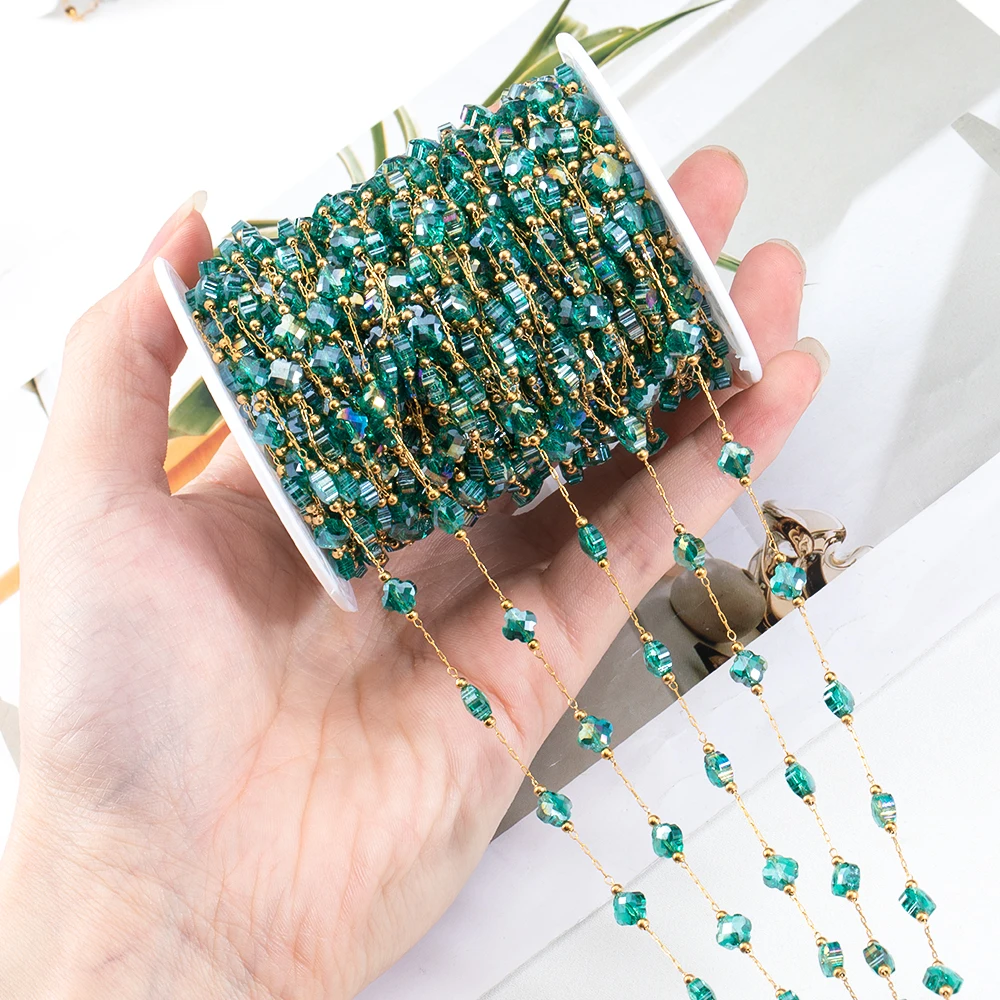 Цепочки из нержавеющей стали с кристаллами в форме сердца для девушек цепочки