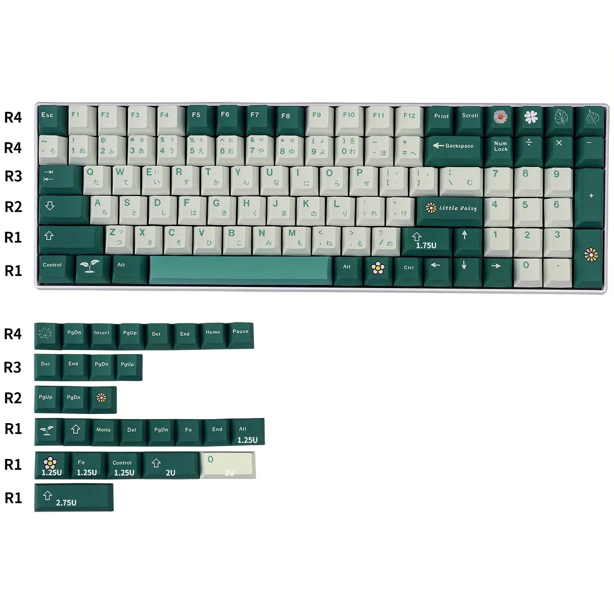 

129 Keys Daisy PBT Keycaps Key Cap Cherry Profile DYE Sublimation MX Cross Axis Switch for Mechanical Keyboard 61 68 87 96 108