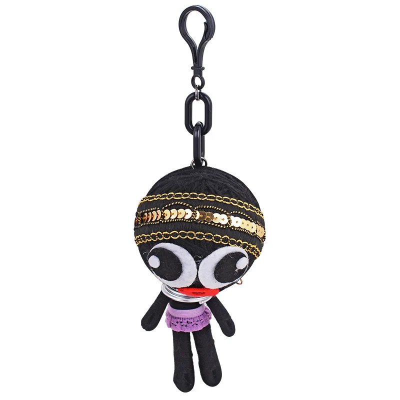Dalaful Hand-made Woven Key Chains Rings Holder Knitting Doll Demons Monsters Evil Bag Pendant Keyrings KeyChains K285 | Украшения и