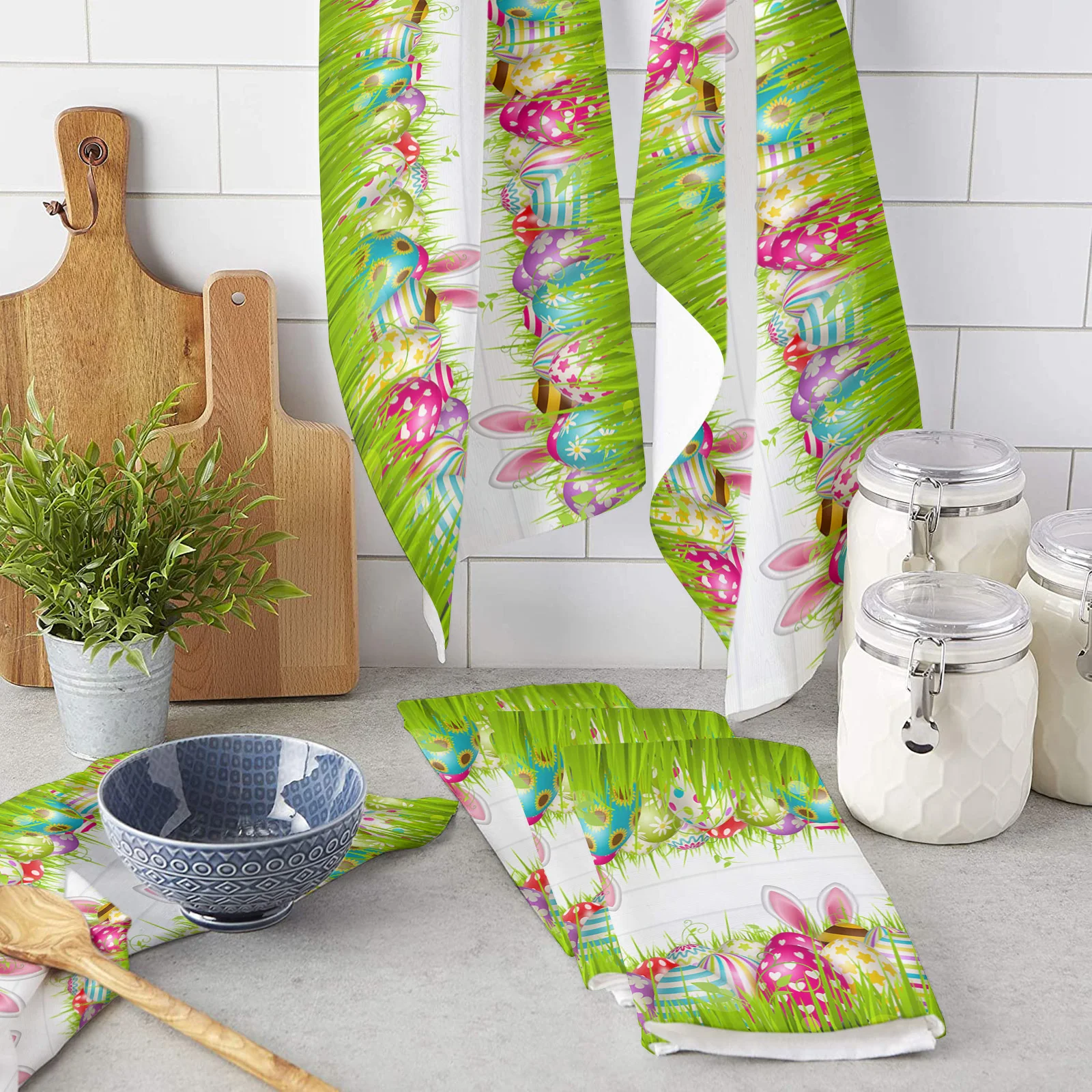 

Пасхальные яйца, кроличьи ушки, трава, микрофибра, кухонное полотенце, посуда, ткань, столовая посуда, полотенце, посуда для кухни