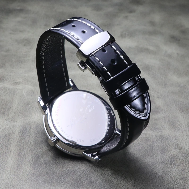 Dermis Black Premium Strap 18mm 19mm 20mm 21mm 22mm True Belt Wrist Band Cow Genuine Leather Men Replace Watchband Watch Chain