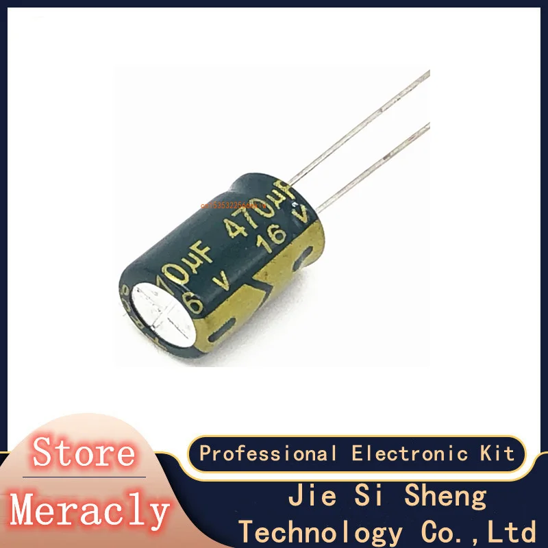 

20pcs/lot P65 470uf16V Low ESR/Impedance high frequency aluminum electrolytic capacitor size 8*12 16V 470uf 20%