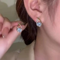 2022 micro set rhinestone cross fishtail zircon earrings korea simple fashion shiny stud earrings party jewelry exquisite gifts