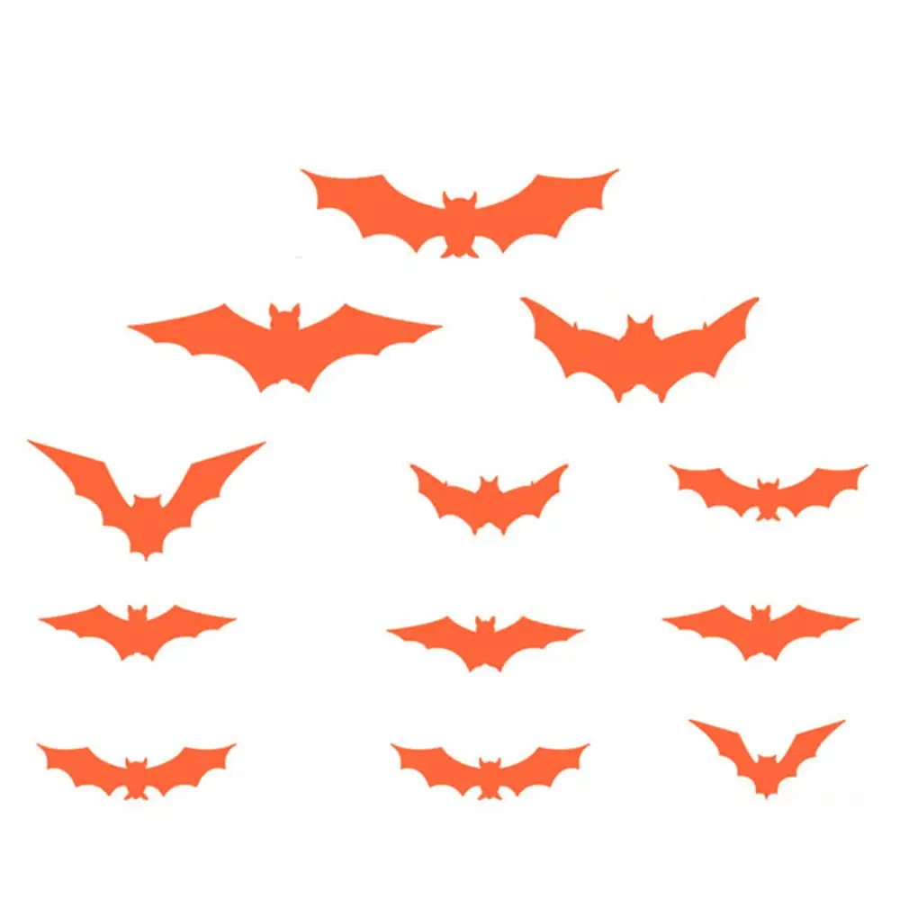 

Halloween 3D Bat Luminous Stickers Party Decorations PVC Window Night Glow Decals Red Light Yellow Green Light 24/36/12Pcs