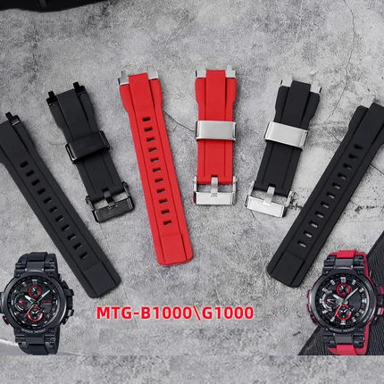 

Watch Accessories Band FOR CASIO MTG-B1000 G1000 Wrist Strap Rubber Watch Bracelet Commemorative Edition Metal Ring