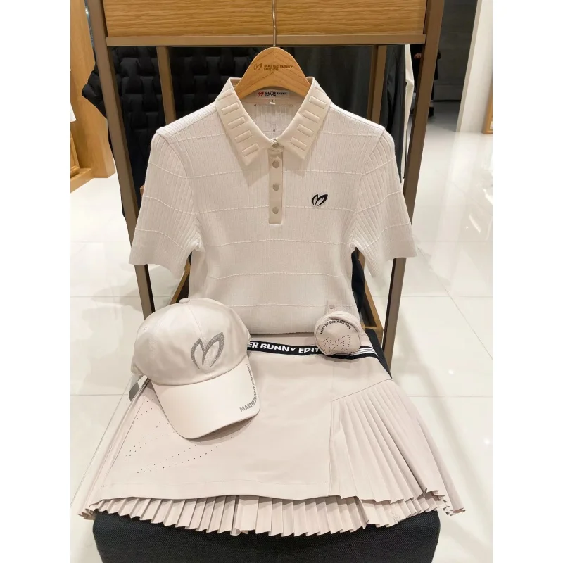 

Golf Women's Fashion Fashion White Slim Half Sleeved Kit Top