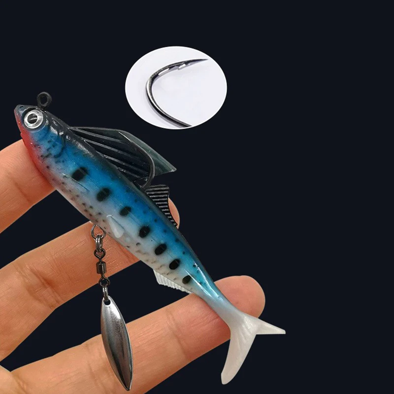 

1pc Soft Fishing Lure 3D Eyes Lead Jig Head Hard Fishing Bait Artificial Crankbait Sequin Fishing Hook Bait Tackle Pesca