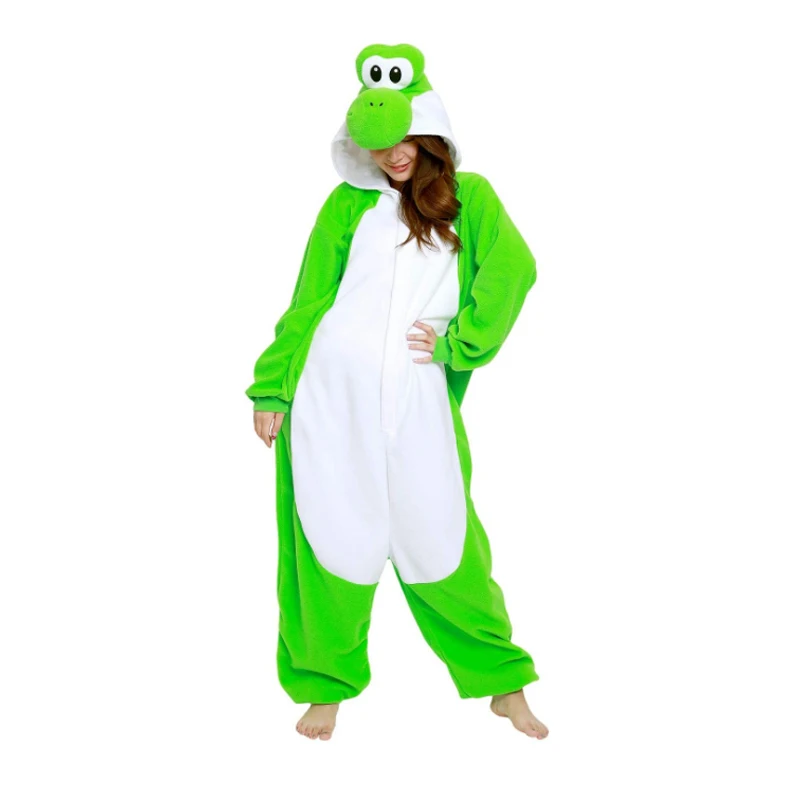 Фото Yoshi Kigurumi женские комбинезоны для Хэллоуина, карнавальный костюм, флисовый рождественский наряд, пижамы для всего тела, одежда для сна, комбинезон с героями мультфильмов №4