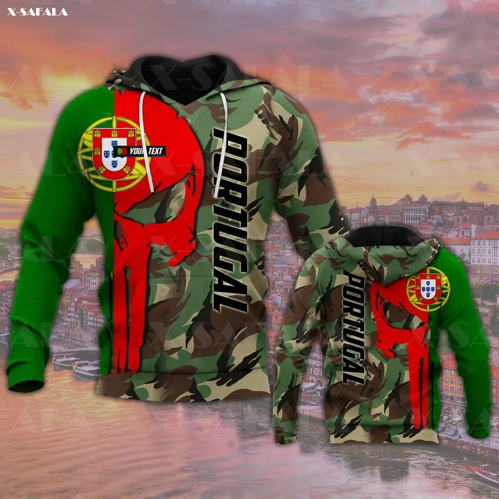 

PORTUGAL Army Camo Skull 3D Print Zipper Hoodie Man Female Pullover Sweatshirt Hooded Jacket Jersey Tracksuits