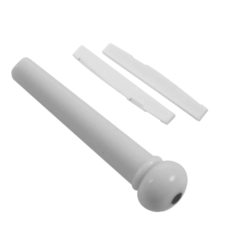 

14 Pcs Guitar Parts: 12 Pcs Ivory ABS Plastic Bridge Pins & 2 Pcs 6 String Acoustic Bone Bridge Guitar Slotted Saddle