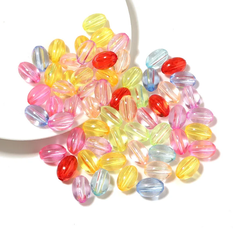 

50 Pieces / Bag Acrylic Transparent Straight Hole Beads Elliptical Candy Dispersion Beads DIY Bracelet Trinkets Wholesale