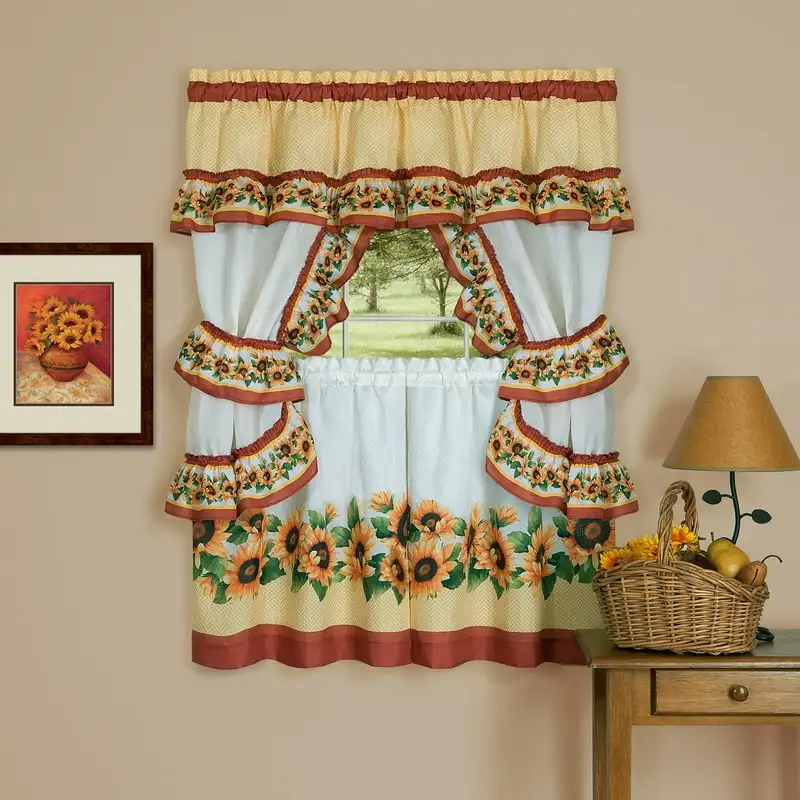 

Rod Pocket Light Filtering Kitchen Valances, 52" x 24"
