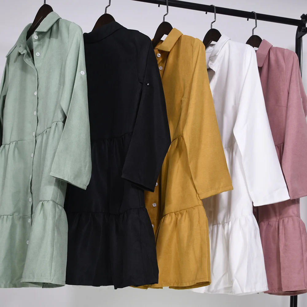 

Yhzbhzym Shirt Dress Women 2021 Turn Down Office Long Sleeve Mini Dress Elegant Blue Sexy Party Dresses