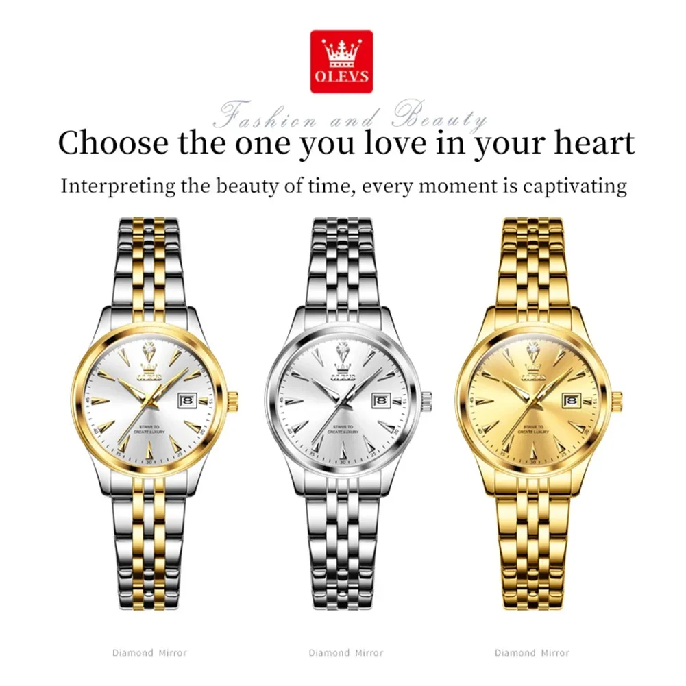 OLEVS Элитный бренд женские часы деловые водонепроницаемые кварцевые с календарем