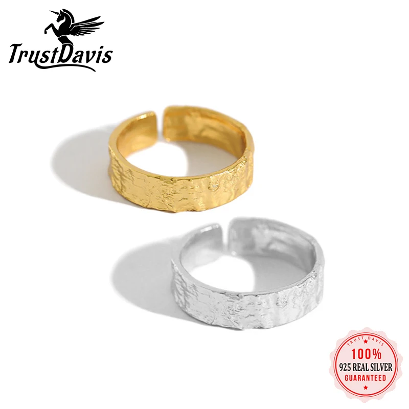 

Женское Открытое кольцо TrustDavis из настоящего серебра 925 пробы, регулируемые кольца с неправильным лицом, ювелирные изделия для свадьбы, H0077