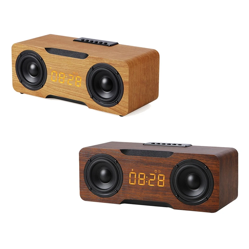 

Wireless Bluetooth Speaker Wooden Audio Mobile Phone Computer Subwoofer Plug U Disk Long Battery Life Alarm Clock Sound Bar