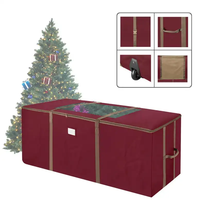 

Red Rolling Christmas Tree Storage Duffel Bag w/Window for 9 Ft Tree