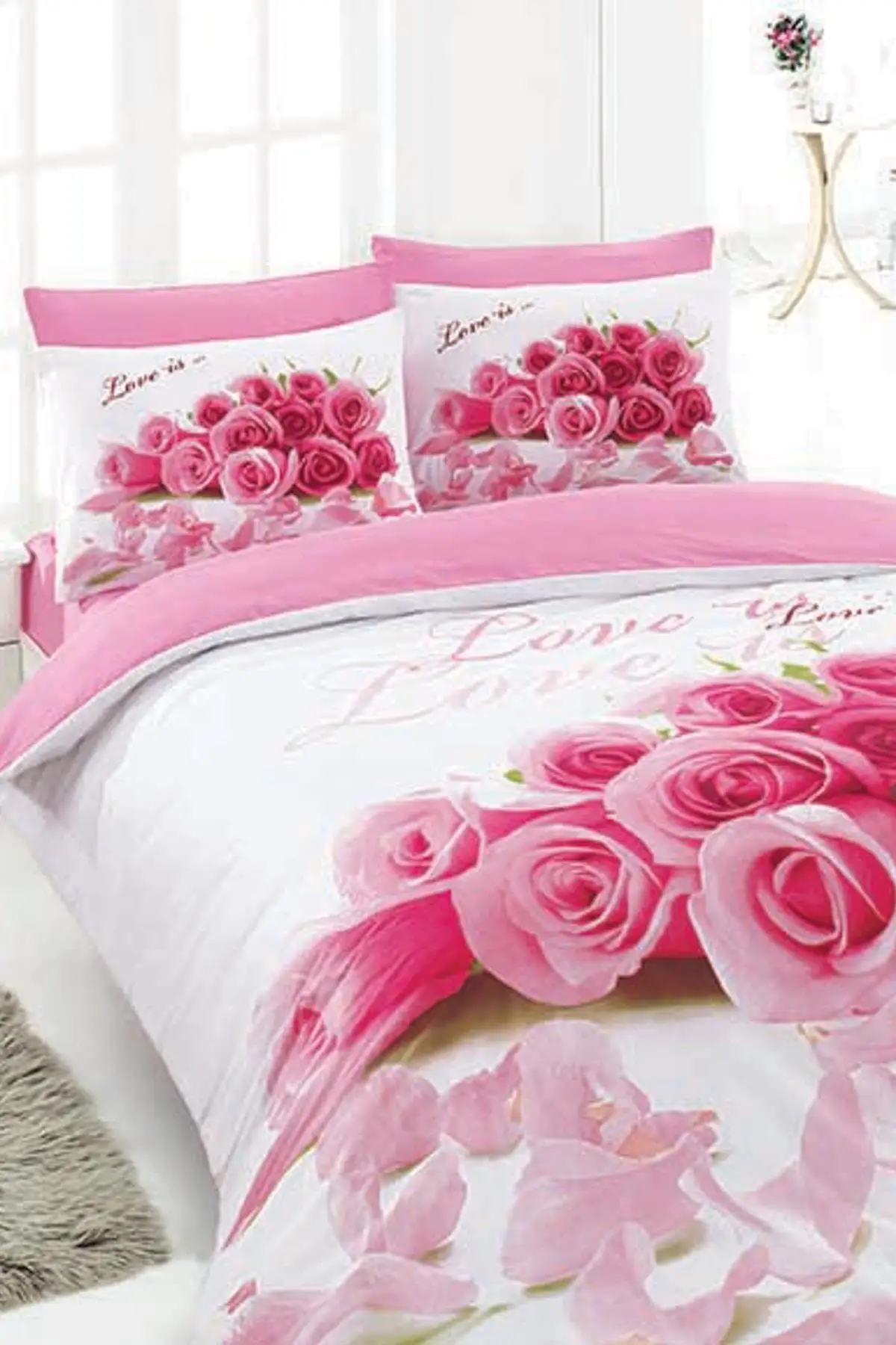 

Двуспальная кровать крышка Love красное микроволокно 250x260 Çarşafsız