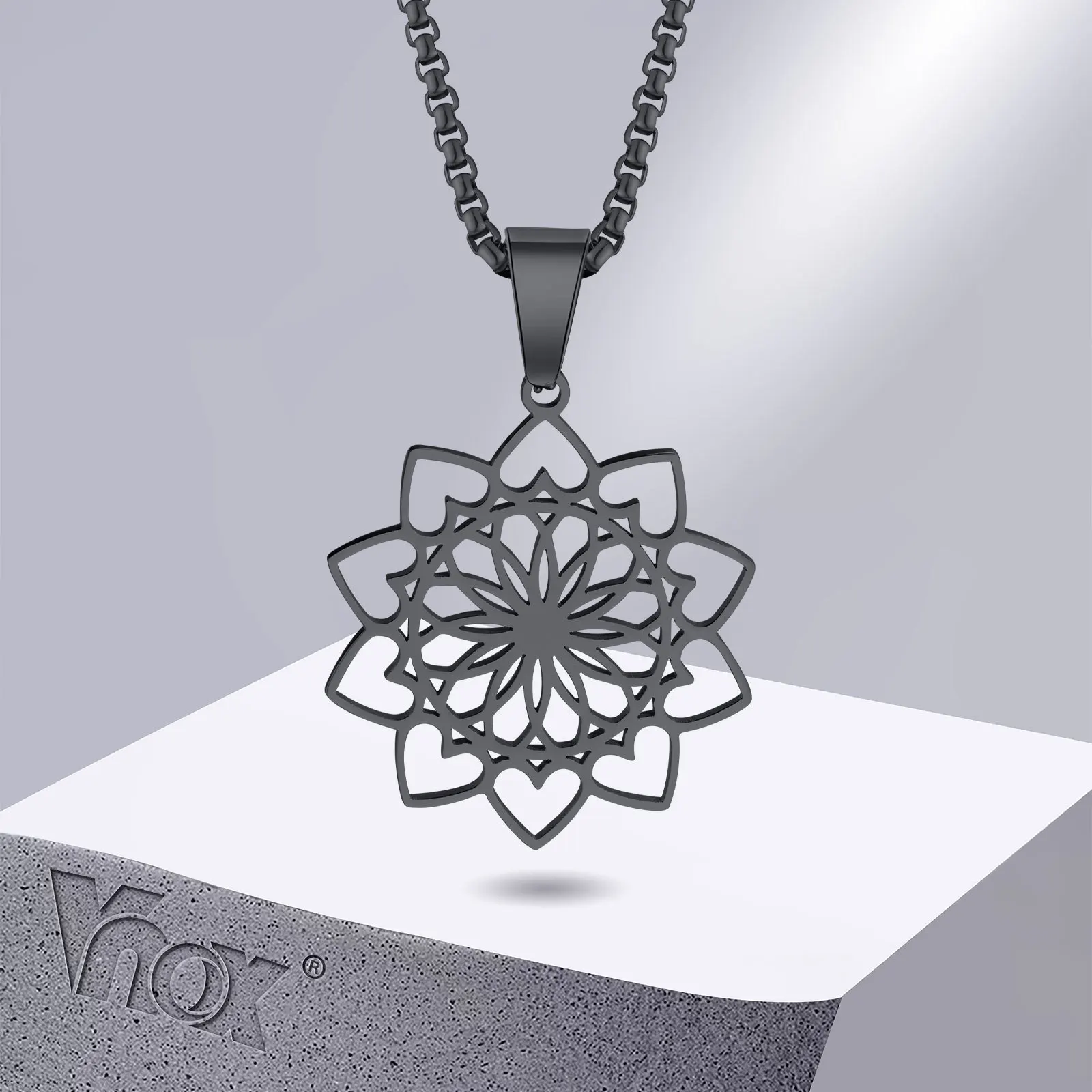 

Vnox Men Flower of Life Sacred Geometry Necklaces,Stainless Steel Mandala Metatron Pendant Collar Male Gift Jewelry