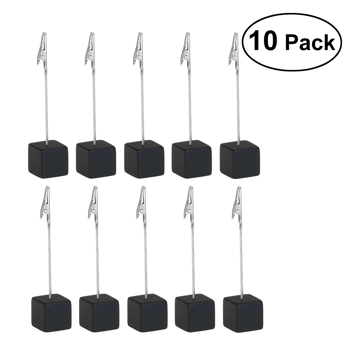 

NUOLUX 10pcs Cube Base Memo Photo Holder Paper Note Clip (Black)