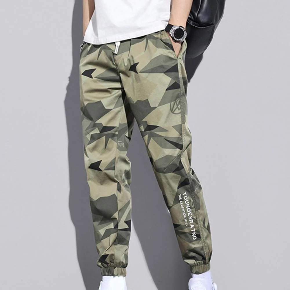 

Men Cargo Pants Camouflage Letter Jogger Trousers Hip-hop Mid Waist Summer Casual Sweatpants Techwear anime moletom masculino